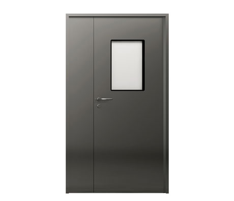 black stainless steel clean room door